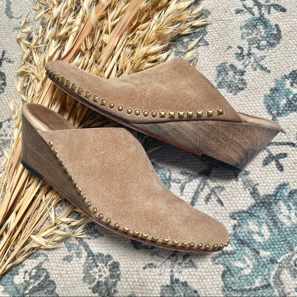 Callers Cordero Tan Suede Leather Mule Studded Wedge - Picture 10 of 10